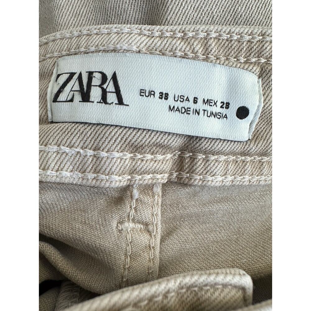 Zara High Rise Wide Leg Jeans Size 6, Tan Khaki - Picture 10 of 10